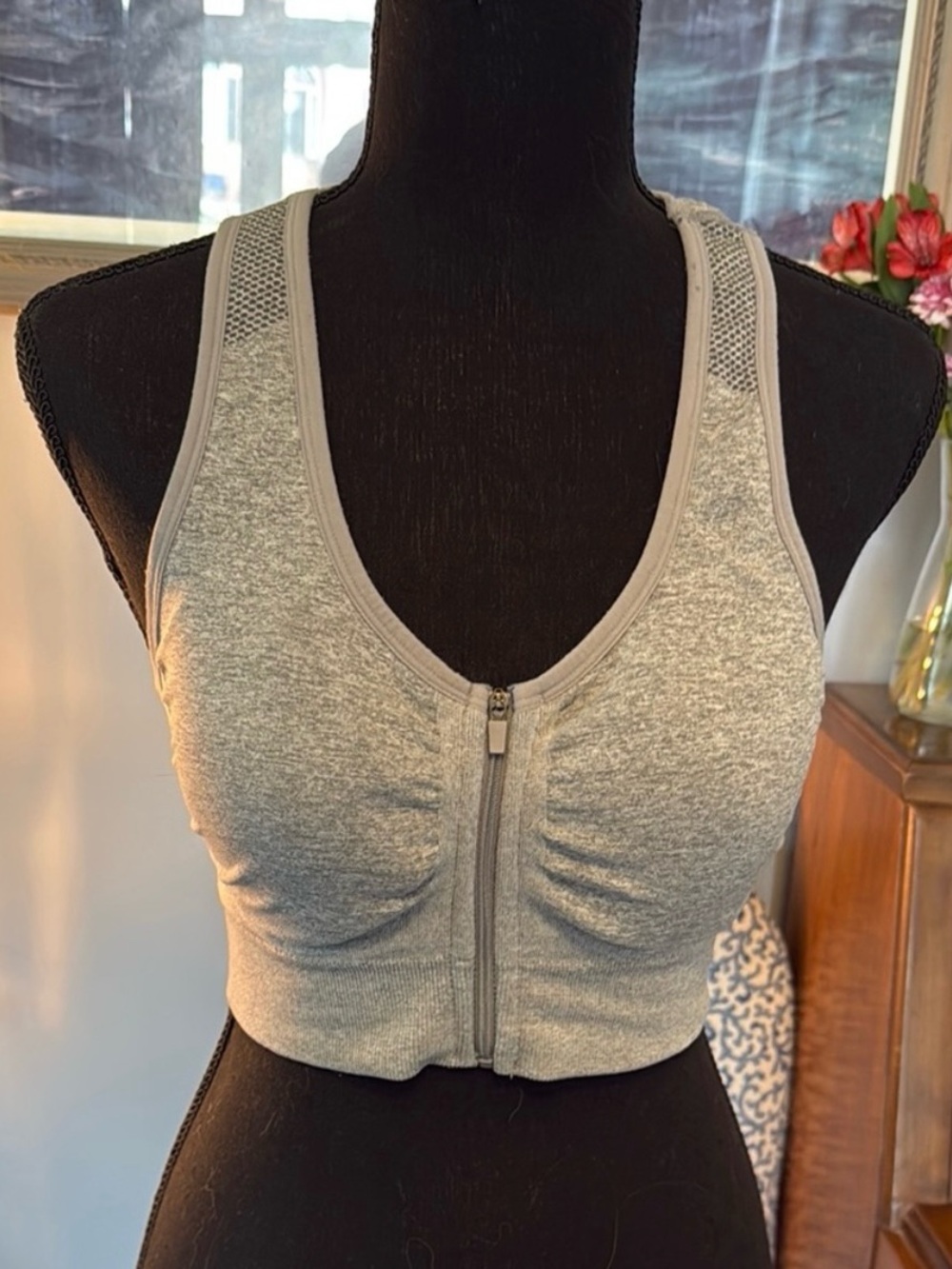 90 Degree By Reflex Heather Gray Seamless Sports Bra